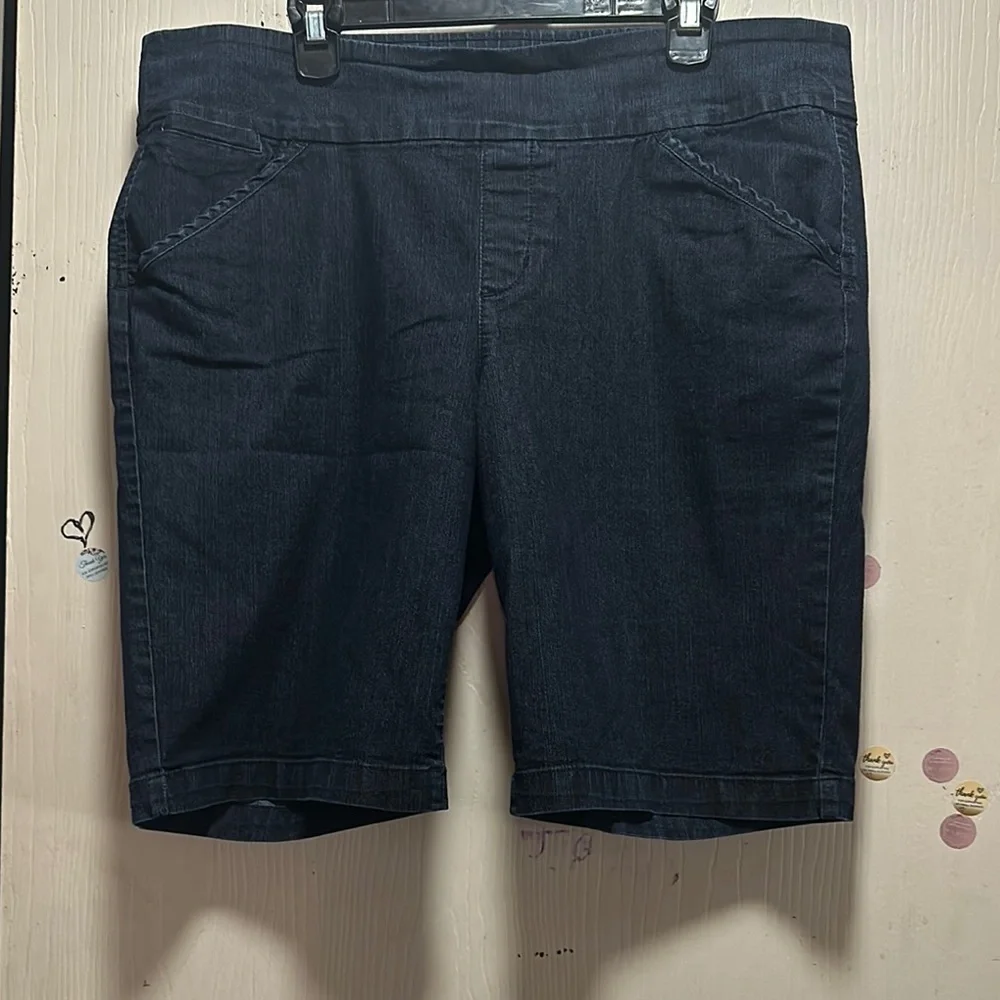 Style & Co High-Waisted Denim Bermuda Shorts - XL - Dark Wash